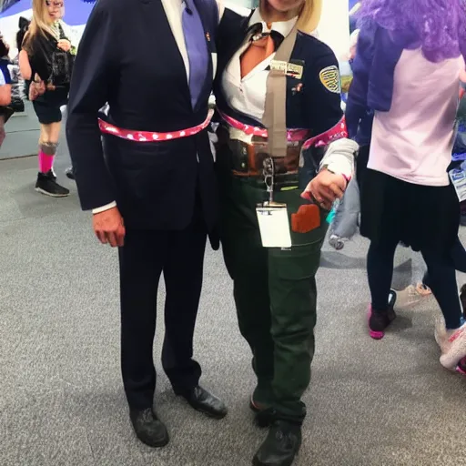 Prompt: female joe biden cosplayer at comicon, 8 k photo, tiktok, instagram