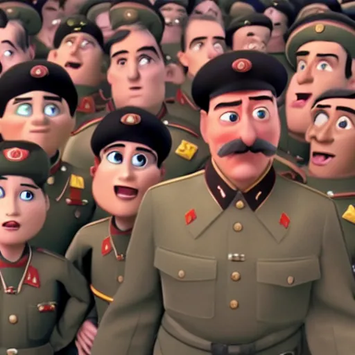 Prompt: still of a pixar film about joseph stalin, 4 k, highly detailed, pixar