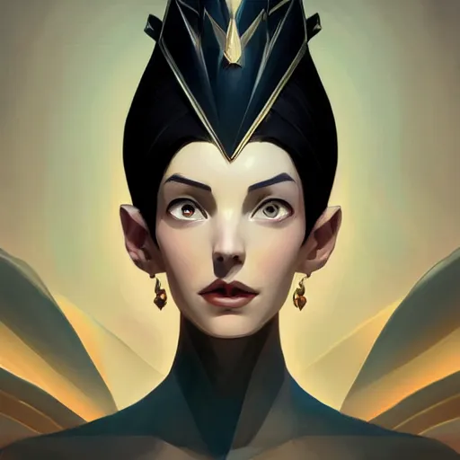 Image similar to face icon stylized minimalist a beautiful black haired woman with pale skin and a crown on her head sitted on an intricate metal throne, loftis, cory behance hd by jesper ejsing, by rhads, makoto shinkai and lois van baarle, ilya kuvshinov, rossdraws global illumination,