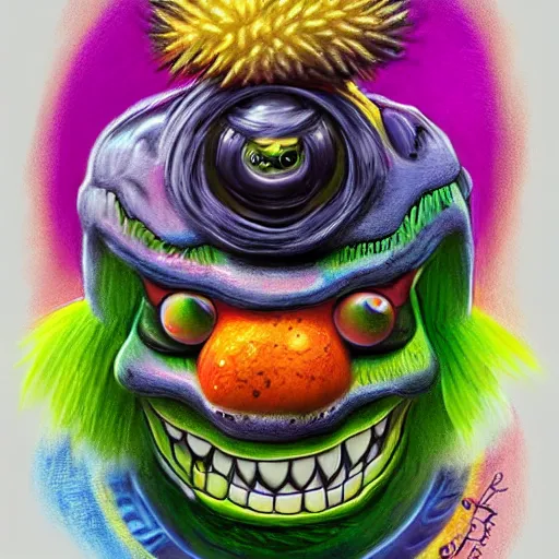 Image similar to a tennis ball monsters, colorful, digital art, fantasy, magic, chalk, trending on artstation, ultra detailed, professional illustration by basil gogos