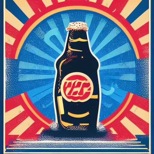 Prompt: Propaganda poster of a beer, sticker, highly detailed, colorful, illustration, smooth and clean vector curves, no jagged lines, vector art, smooth