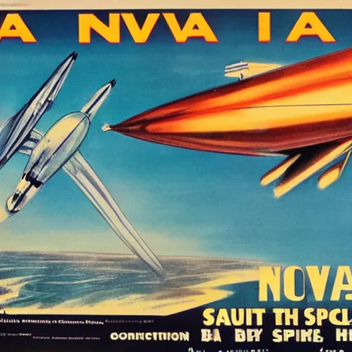 Image similar to 1950s movie poster of a large spaceship attaching Halifax Nova Scotia