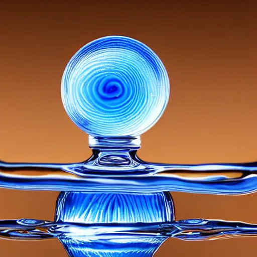 Image similar to perfume bottle surrounded cool blue ripples in water