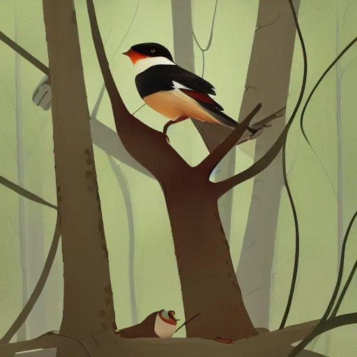 Prompt: photography, hirundo rustica in a forest tree, illustration by goro fujita, sharp focus, highly detailed, artstation