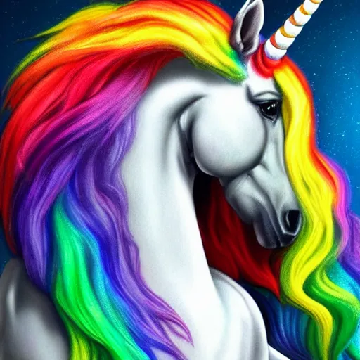 Prompt: highly detailed rainbow unicorn divinity, hd, photorealistic