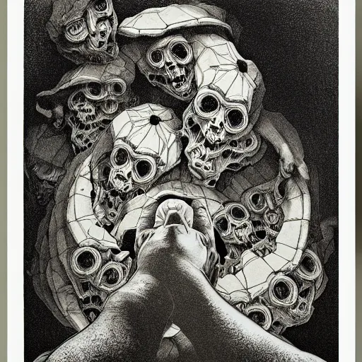 Image similar to lithography on paper secret layer dungeon conceptual figurative post - morden monumental dynamic portrait by goya and escher and hogarth, illusion surreal art, highly conceptual figurative art, intricate detailed illustration, controversial poster art, polish poster art, geometrical drawings, no blur