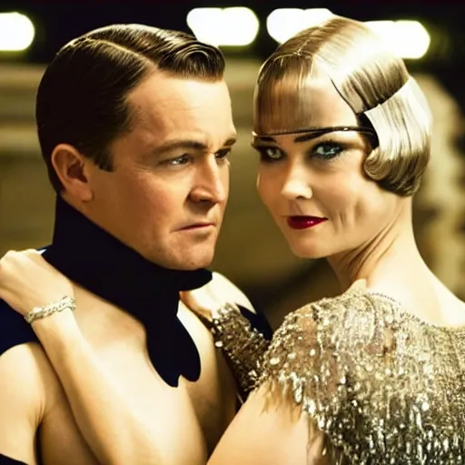 Prompt: still of batman and robin in the great gatsby ( 2 0 1 3 )