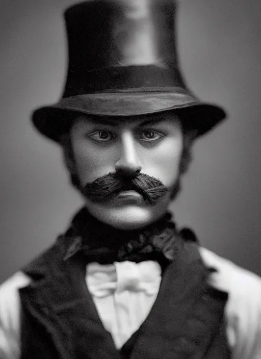 Image similar to closeup portrait of jack the ripper as a young student of crime, depth of field, zeiss lens, detailed, symmetrical, centered, fashion photoshoot, by Annie Leibovitz and Steve McCurry, David Lazar, Jimmy Nelsson, Breathtaking, 8k resolution, extremely detailed, beautiful, establishing shot, artistic, hyperrealistic, beautiful face, octane render