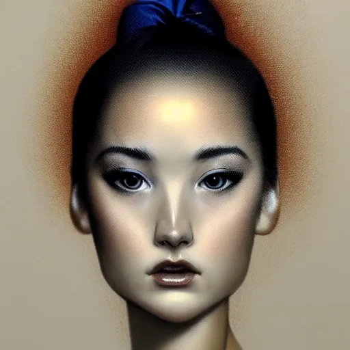 Prompt: face portrait of an absurdly graceful, elegant, sophisticated cheerleader, in the style of casey baugh, vladimir kush, yasunari ikenaga, yasar vurdem, william oxer, intricate, beautiful, artstation 8 k, high resolutionsparkling atom fractals of jewls cords