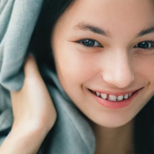 Image similar to very very very perfect face of a woman, soft skin, shy smile, 3 5 mm, soft light