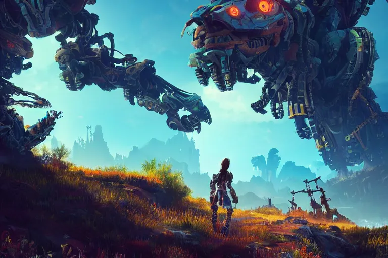 Image similar to tideripper machine mecanical creature robot of horizon forbidden west horizon zero dawn bioluminiscence global illumination ray tracing hdr fanart arstation by ian pesty and alena aenami artworks in 4 k