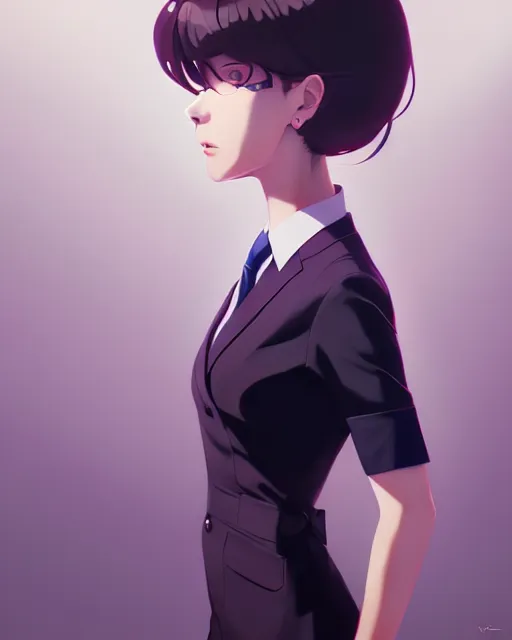 Image similar to a ultradetailed beautiful panting of a stylish woman wearing a shirt with a tie, by ilya kuvshinov, greg rutkowski and makoto shinkai, trending on artstation