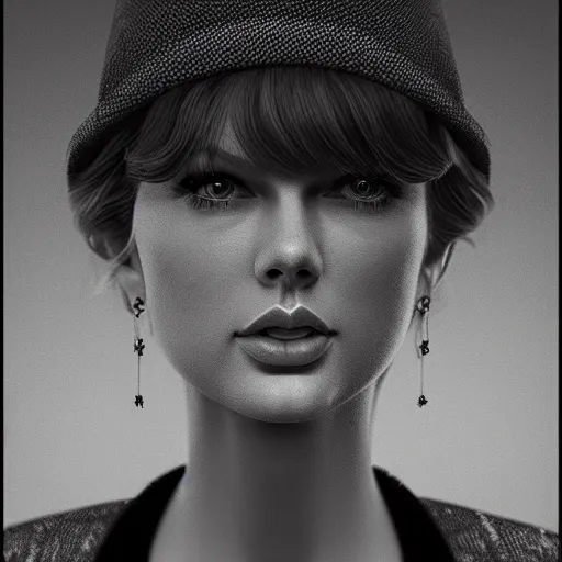 Prompt: a front - faced clear close - up studio portrait of 8 0 year old taylor swift looking to the left, dramatic cinematic lighting, trending on artstation, fine details, 8 k, highly detailed, beautifully composed