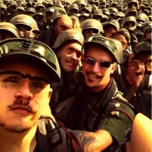 Prompt: last selfie ever taken world war 3