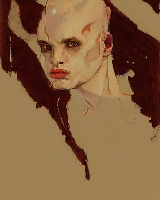 Image similar to portrait of an axolotl by greg rutkowski in the style of egon schiele