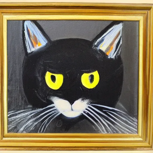 Image similar to abstract expressionism oil painting of a black cat