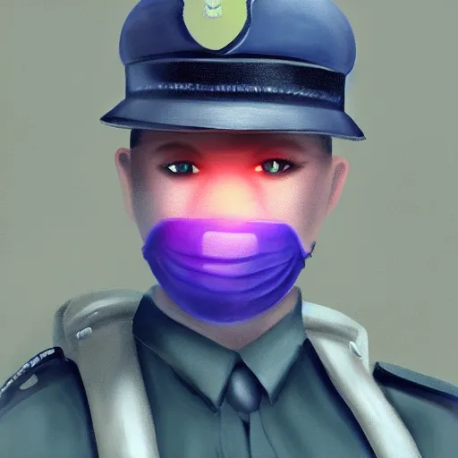 Image similar to A British police officer wearing rubber gloves, highly detailed, ambient lighting, trending on art station