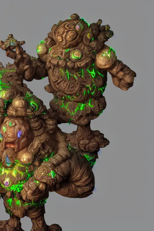 Image similar to zelda fantasy art giant golem troll wood rock greeble gemstone, global illumination ray tracing hdr fanart arstation by sung choi and eric pfeiffer and gabriel garza and casper konefal