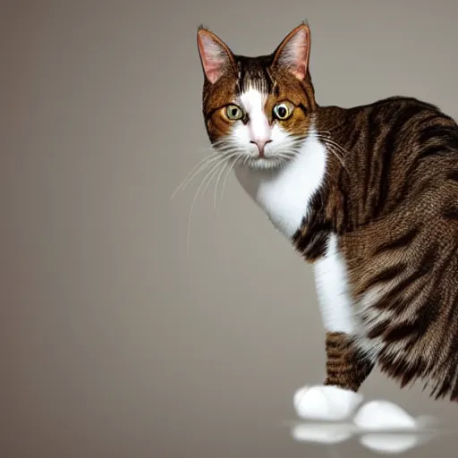 Prompt: a cat standing next to a bottle of medicine. the cat was orange in color and ragdoll species. animal. digital art. pixabay. shutterstock. artstation.