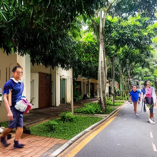 Image similar to walking through a housing estate in singapore