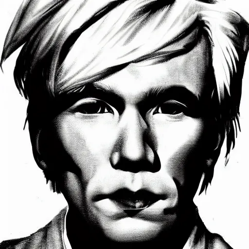 Image similar to pencil illustration of Andy Warhol highly detailed, cinematic,