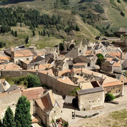 Prompt: a medieval village under siege