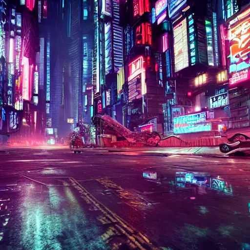 Image similar to Cyberpunk city street, hypermaximalistic, high details, cinematic, 8k resolution, beautiful detailed, insanely intricate details, artstation trending, octane render, unreal engine,