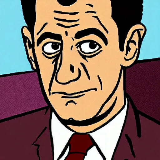 Prompt: cartoon portrait of Nicolas Sarkozy by Hergé