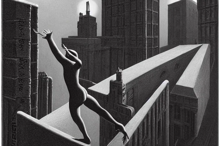 Image similar to fresh coat of flesh and bone, this brick's too thick for heads to break on their own, postmodern surrealist hand drawn matte painting 4k by Lynd Ward, smooth, sharp focus, extremely detailed, dramatic cinematic lighting.