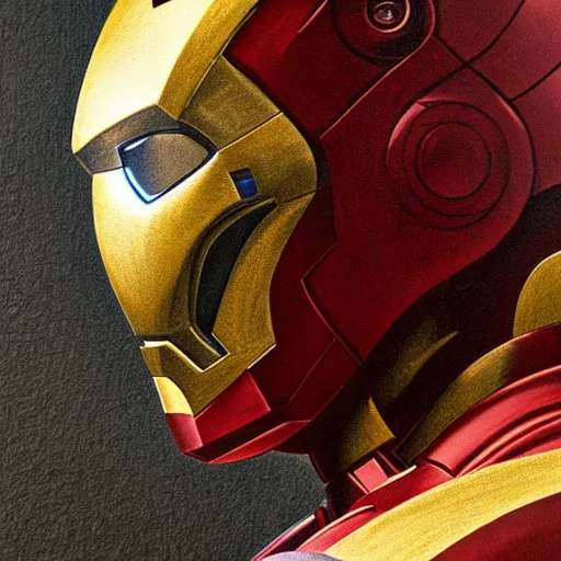 Image similar to Iron Man painted by Leonardo da Vinci 4k detail