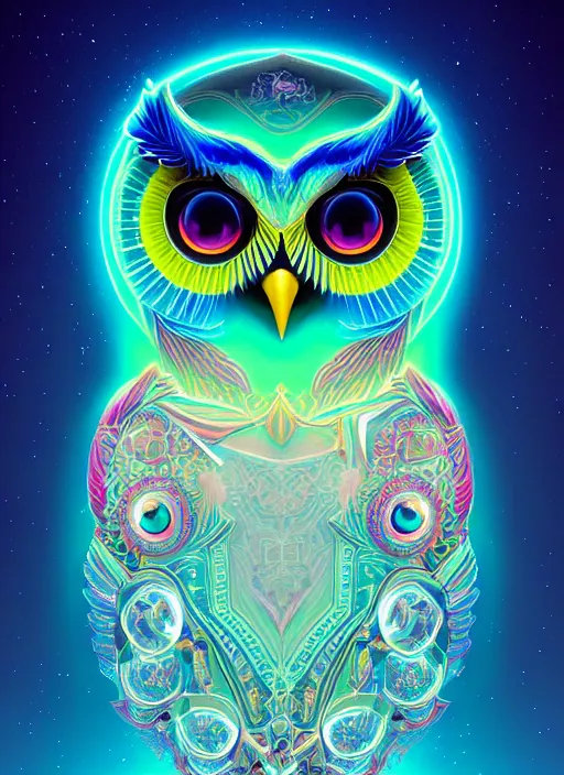 Image similar to symmetry!! product render poster vivid colors divine proportion owl, ice and snow, glowing fog intricate, elegant, highly detailed, digital painting, artstation, concept art, smooth, sharp focus, illustration,