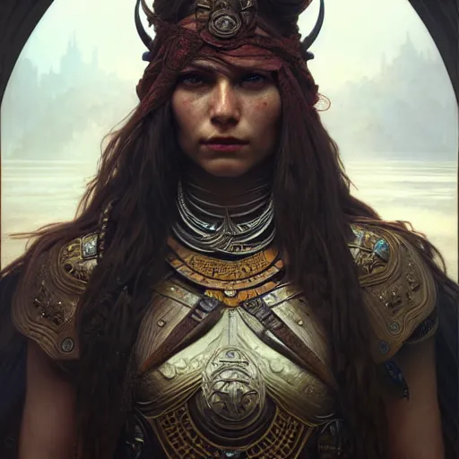 Image similar to portrait painting of a vedalken warrior, ultra realistic, concept art, intricate details, eerie, highly detailed, photorealistic, octane render, 8 k, unreal engine. art by artgerm and greg rutkowski and charlie bowater and magali villeneuve and alphonse mucha
