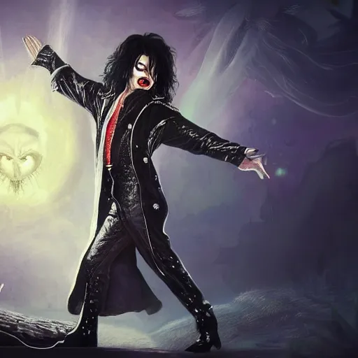 Prompt: Michael Jackson as an Exorcist, Fantasy Illustration by Tony Sart, Trending on artstation