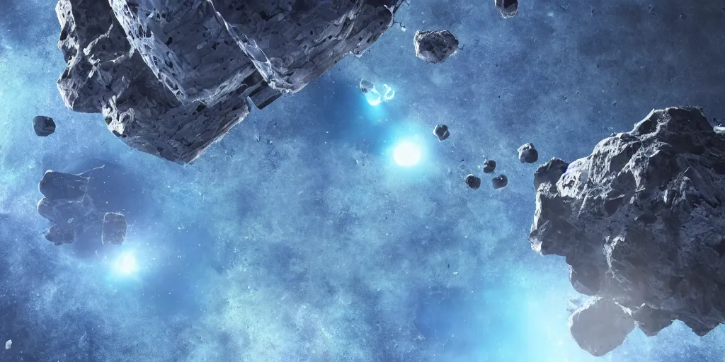 Image similar to floating asteroid surface ground platform in space, mcu style, real life, spotted, ultra realistic, 4 k, movie still, uhd, sharp, detailed, cinematic, 3 d render, modern