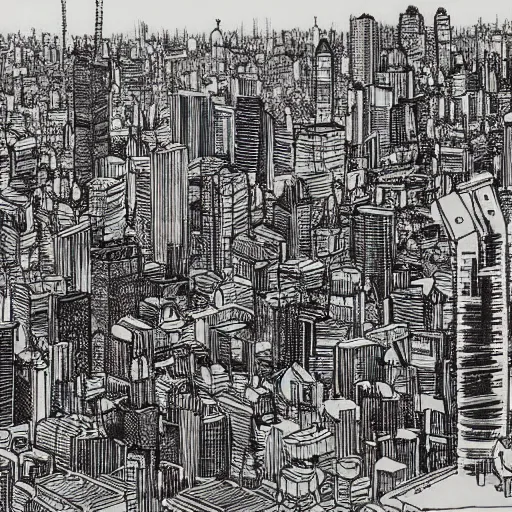 Prompt: a city by q hayashida, highly detailed, cityscape