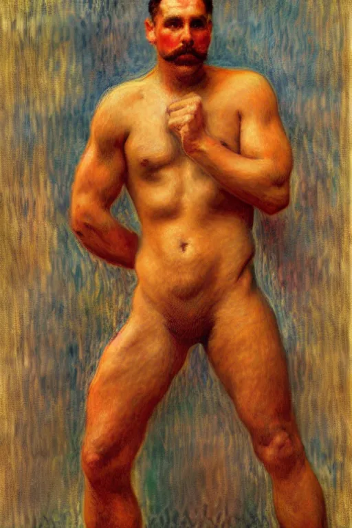 Image similar to attractive male, firefighters of new york city, painting by tom of finland, gaston bussiere, craig mullins, j. c. leyendecker, claude monet