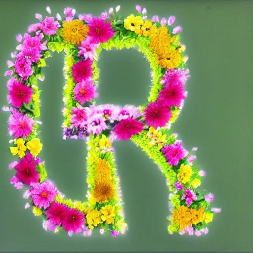 Image similar to a b c spelled out in hyperrealistic flowers. hd