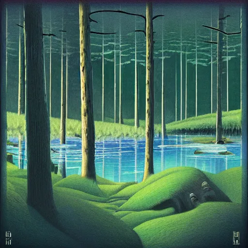 Image similar to summer colossal forest scotch album cover, by bob ross and lawren harris, trending on cgsociety, smooth