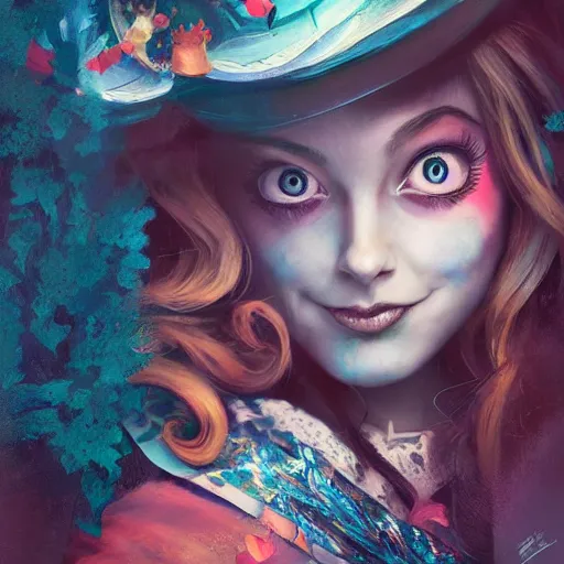 Prompt: illustration of alice from alice in wonder land, portrait, sharp focus, digital art, concept art, dynamic lighting, by emylie boivin, anna dittmann, mark arian, and sandra chevrier