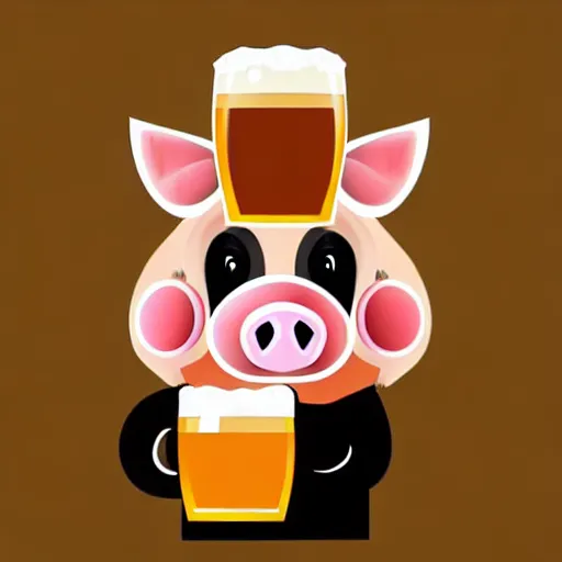 Image similar to a vector illustration of a pig with beer, artstation, cgsociety, deviantart, 8k, HD