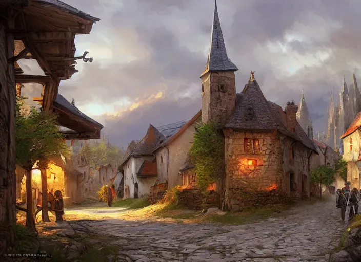 Image similar to bleak medieval town by vladimir volegov and alexander averin and peder mørk mønsted and adrian smith and raphael lacoste