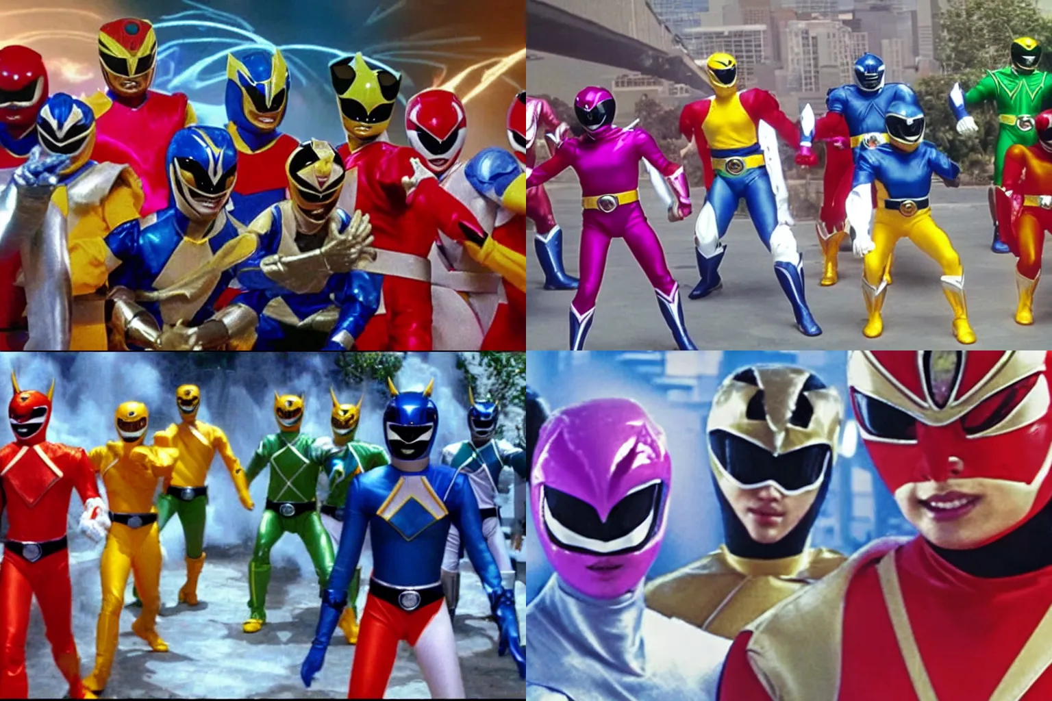Prompt: a screenshot from an e-meeting in zoom of the Power Rangers