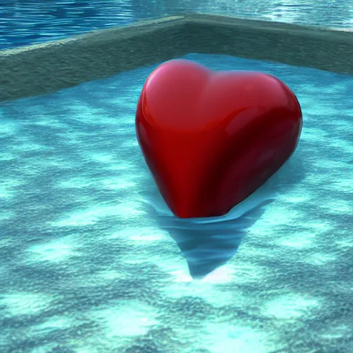 Prompt: heart in the water. cgi hyper realistic. unreal engine.