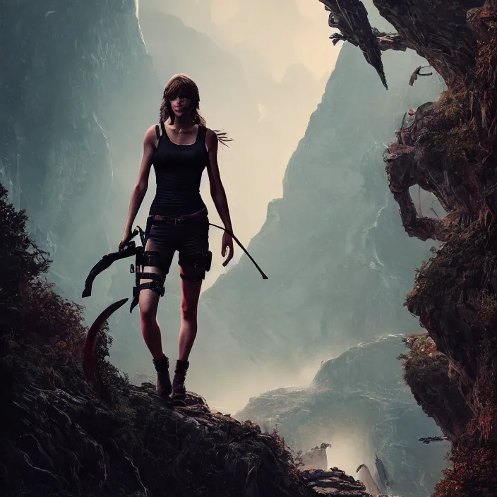 Prompt: taylor swift as lara croft. intricate abstract. intricate artwork. by tooth wu, wlop, beeple, dan mumford. octane render, trending on artstation, greg rutkowski very coherent symmetrical artwork. cinematic, hyper realism, high detail, octane render, 8 k, iridescent accents