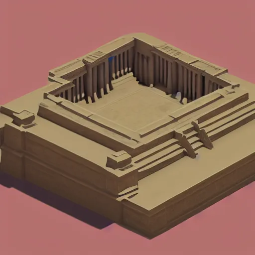 Image similar to low poly isometric version of the temple at petra,