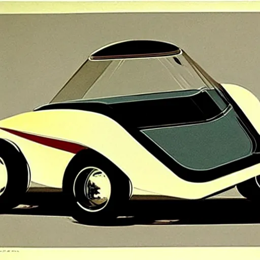 Prompt: concept art for a sidecar car, painted by syd mead, high quality