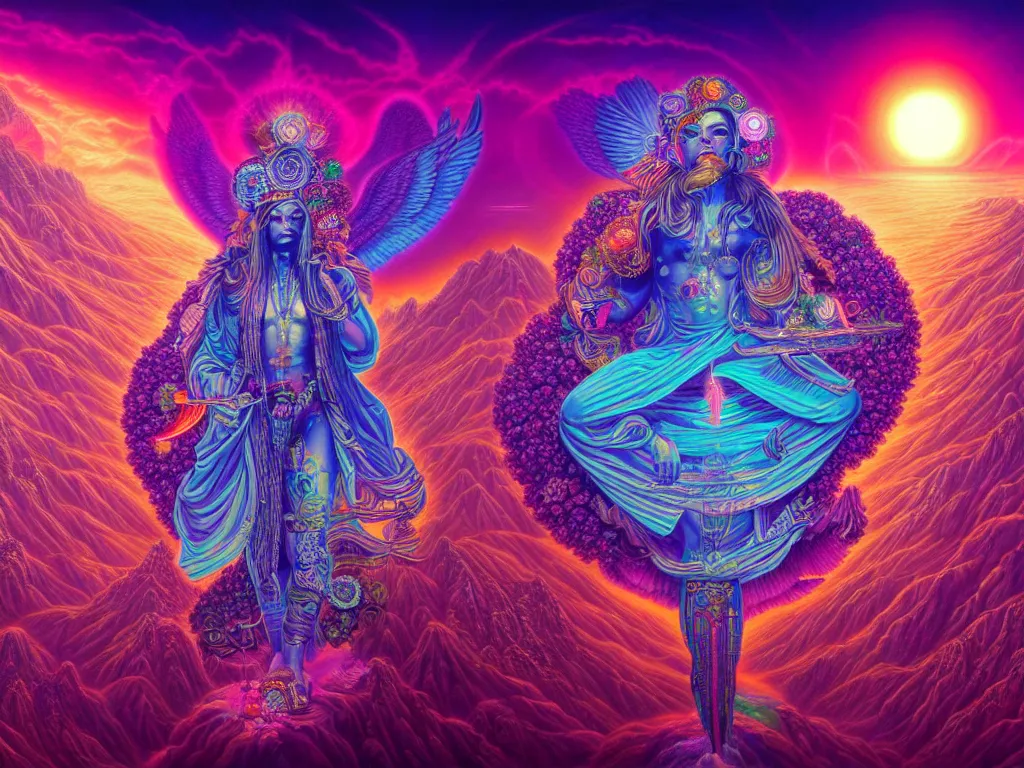 Image similar to a beautiful hyperdetailed painting of divine human spiritual evolution, retrowave fantasy, wallpaper, highly detailed, trending on artstation.