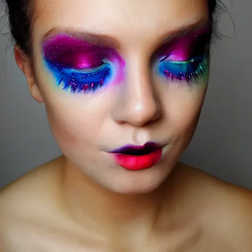 Image similar to Liminal space in outer space full face artistic make up