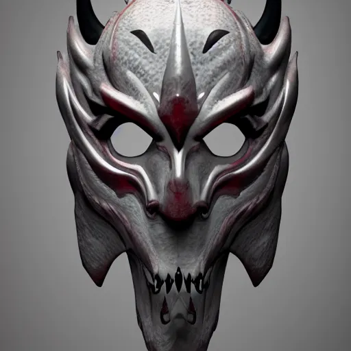 Image similar to demon Mask with sharp horns, dynamic, particulate, intricate, elegant, highly detailed, centered, artstation, smooth, sharp focus, octane render