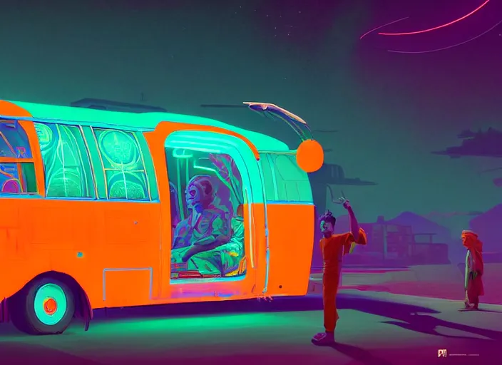 Prompt: a luminescent colorful indian bus by paolo eleuteri serpieri and tomer hanuka and chesley bonestell and daniel merriam and tomokazu matsuyama, unreal engine, high resolution render, featured on artstation, octane, 8 k, highly intricate details, vivid colors, vector illustration